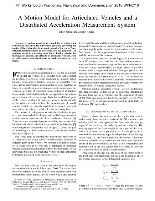 A Motion Model for Articulated Vehicles and a Distributed ...