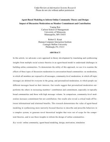 Agent-Based Modeling to Inform Online Community Theory and ...