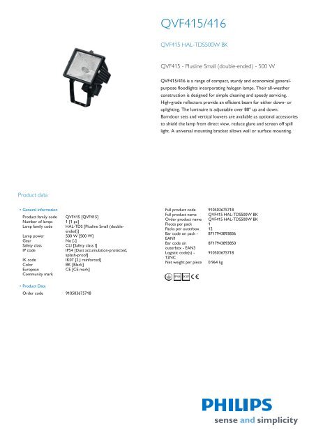 Product Leaflet: QVF415 area flood-lighting luminaire - Topenergy