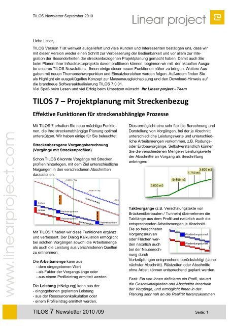 TILOS 7 – Projektplanung mit Streckenbezug - Linear project GmbH