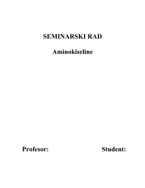 Aminokiseline - Seminarski Maturski Diplomski Radovi