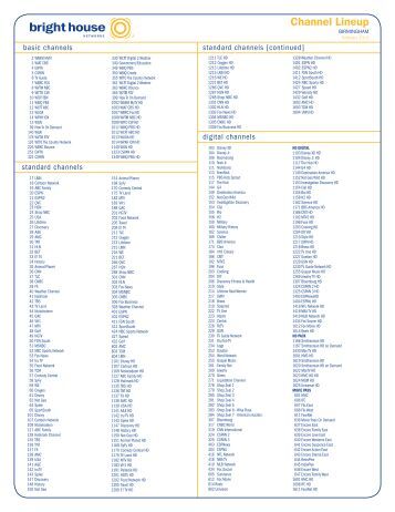 Unique 15 of Bright House Channel Lineup