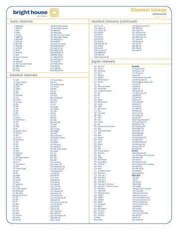 Channel Lineup - Bright House Networks