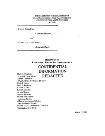 CONFIDENTIAL INFORMATION REDACTED - US Department of State