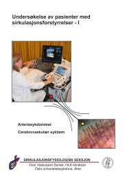 Sirkulasjonsfysiologiske undersøkelser: Arterie - Karkirurgi i Norge