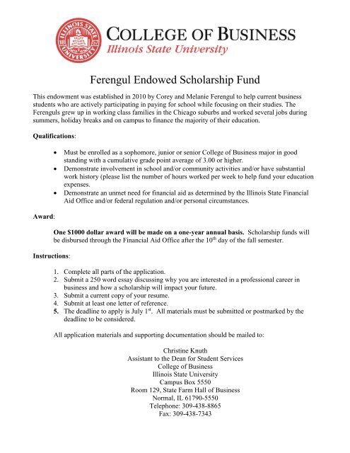 Ferengul Endowed Scholarship Fund - College of Business - Illinois ...