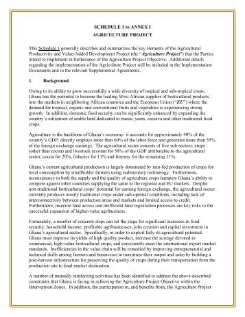SCHEDULE 1 to ANNEX I AGRICULTURE ... - Economic Growth
