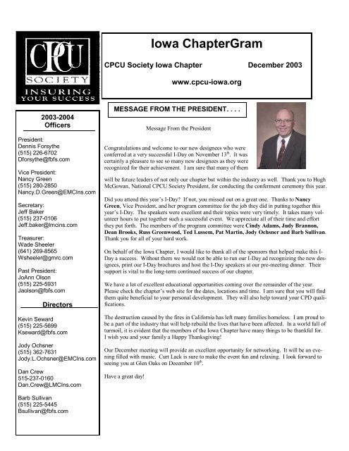 Yes - Iowa CPCU Society Chapter