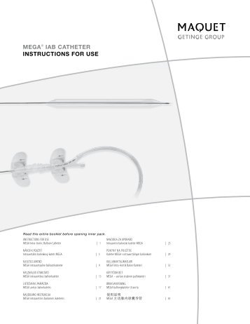 MEGA® IAB CATHETER INSTRUCTIONS FOR USE - Maquet