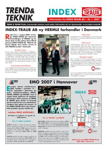 INDEX-TRAUB AB ny HERMLE forhandler i Danmark
