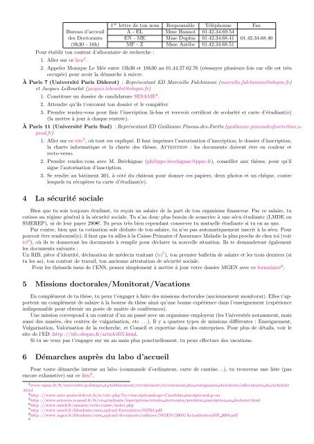 Les démarches du début de th`ese - Formation et Enseignement à l ...