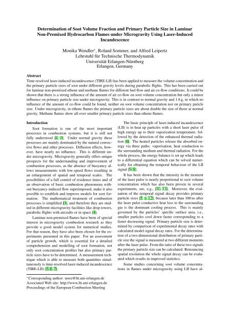 Determination of Soot Volume Fraction and Primary Particle Size in ...