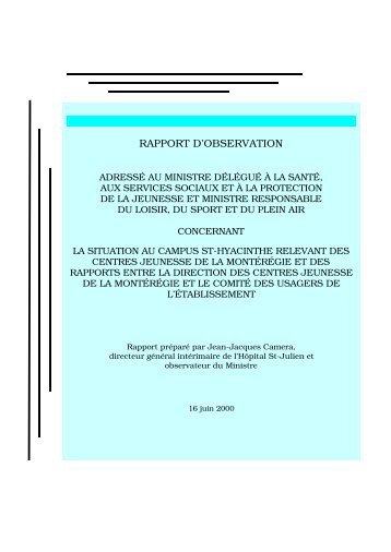 RAPPORT D'OBSERVATION