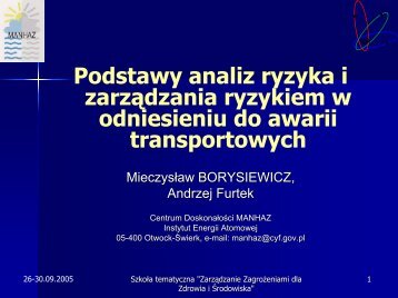 Podstawy analiz ryzyka i zarządzania ryzykiem w odniesieniu do ...