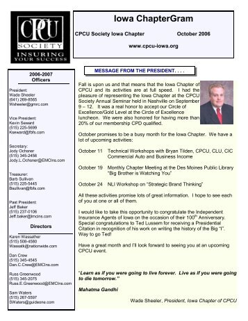 October 2006 - Iowa CPCU Society Chapter