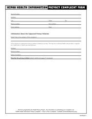 HIPAA HEALTH INFORMATION PRIVACY COMPLAINT FORM