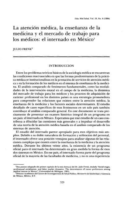 el internado en México - PAHO/WHO