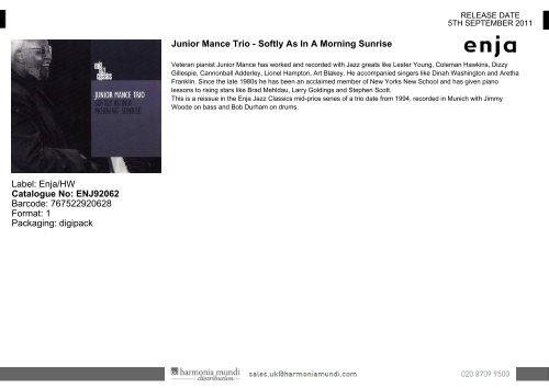 jazz & world music new releases - Harmonia Mundi UK Distribution