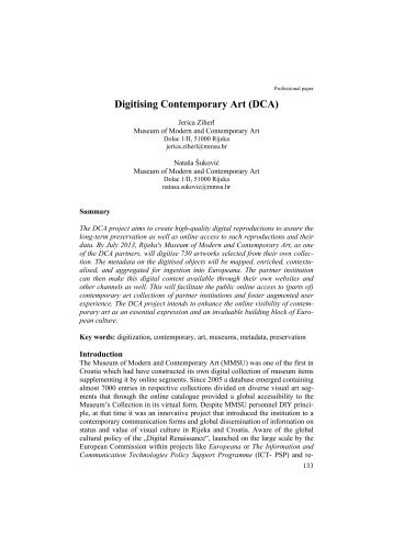 Digitising Contemporary Art (DCA)