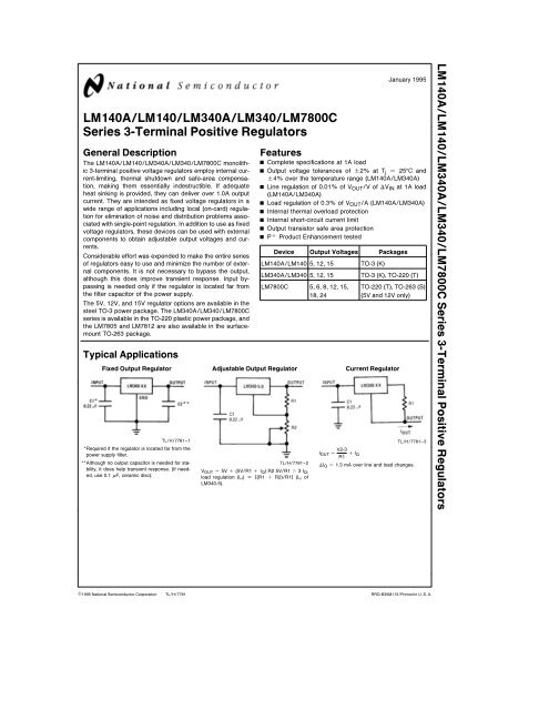 LM140A/LM140/LM340A/LM340/LM7800C Series 3-Terminal ...