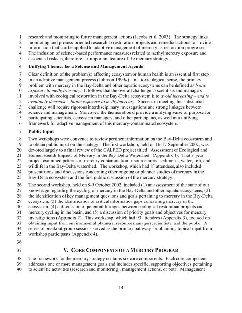 Mercury Strategy for the Bay-Delta Ecosystem - CALFED Bay-Delta ...