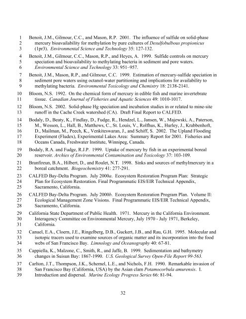 Mercury Strategy for the Bay-Delta Ecosystem - CALFED Bay-Delta ...