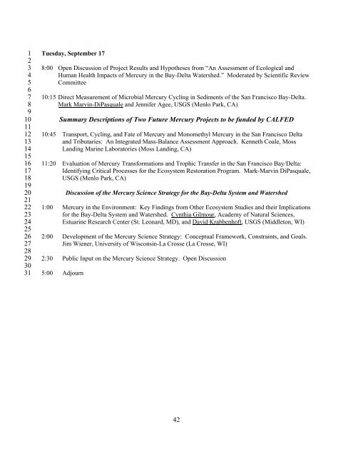 Mercury Strategy for the Bay-Delta Ecosystem - CALFED Bay-Delta ...