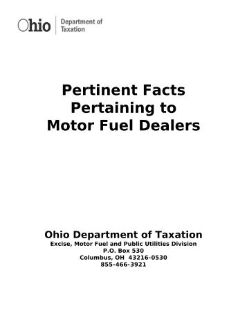 Pertinent Facts for Motor Fuel Dealers - Ohio Department of Taxation