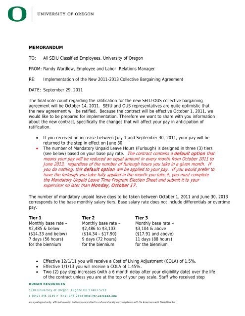 SEIU Contract Changes Update 2011-2013 - Human Resources ...