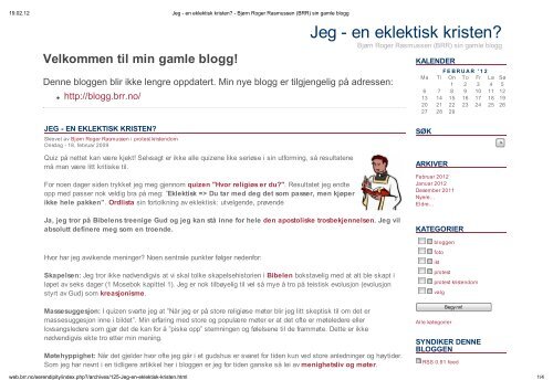 Jeg - en eklektisk kristen? - Bjørn Roger Rasmussen