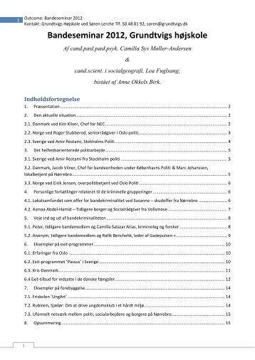 Outcome: Bandeseminar 2012 - Grundtvigs Højskole