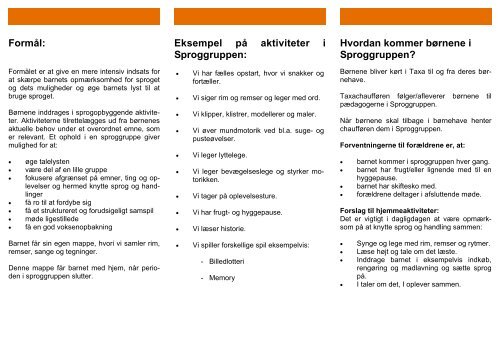 Formål: Eksempel på aktiviteter i Sproggruppen ... - PPR Aalborg