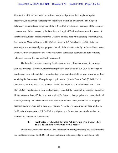 Plaintiffs' reply in support of their motion for partial summary judgment