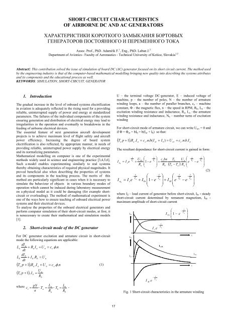 short-circuit characteristics of airborne dc and ac generators ...