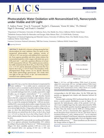 Photocatalytic Water Oxidation with Nonsensitized IrO2 ... - UC Davis