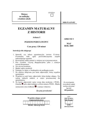 EGZAMIN MATURALNY Z HISTORII - Gazeta.pl