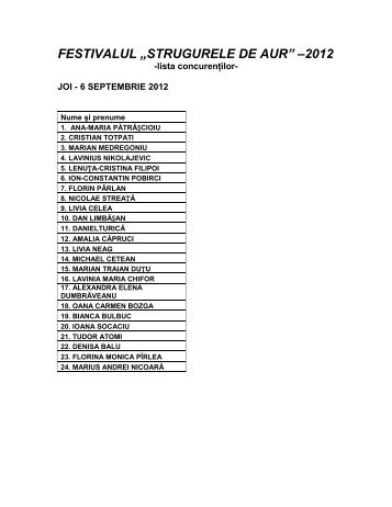 FESTIVALUL „STRUGURELE DE AUR” –2012 - tvr.ro