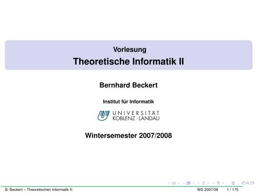 Vorlesung Theoretische Informatik II