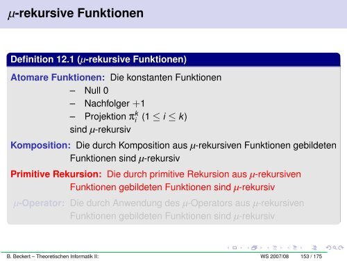 Vorlesung Theoretische Informatik II