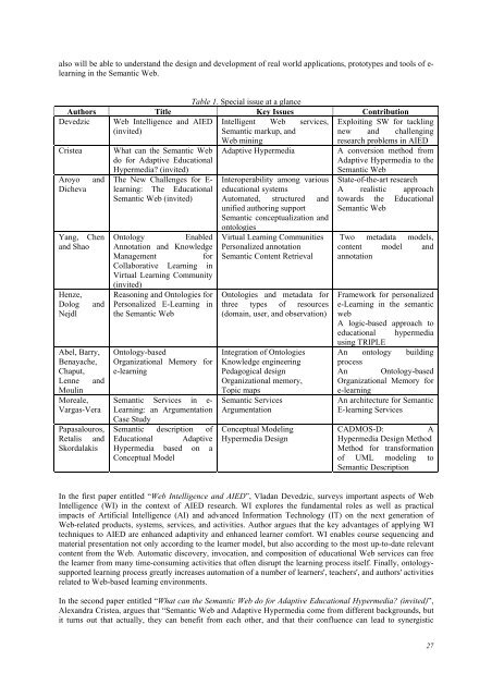 Ontologies and the Semantic Web for E-learning - Educational ...