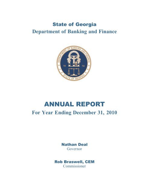 State of Georgia - Department of Banking and Finance