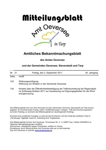 Amtliches Bekanntmachungsblatt - Amt Oeversee