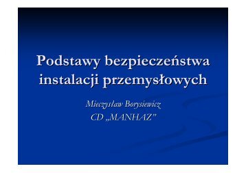 Podstawy bezpieczeństwa instalacji przemysłowych - MANHAZ