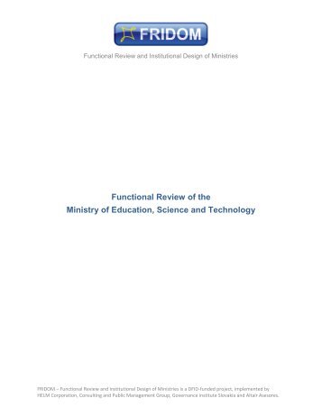 Functional Review of the Ministry of Education, Science and ...