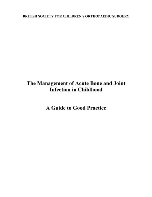 The Management of Acute Bone and Joint Infection - Bscos.com