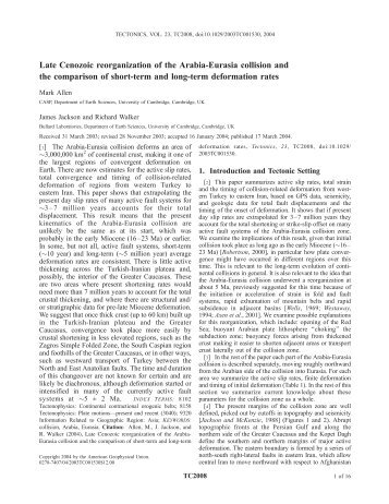 Late Cenozoic reorganization of the Arabia-Eurasia collision and the ...