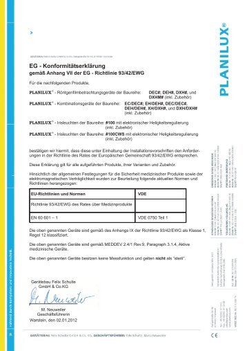 EG-Konformitätserklärung zu Medizinprodukten - Planilux.com