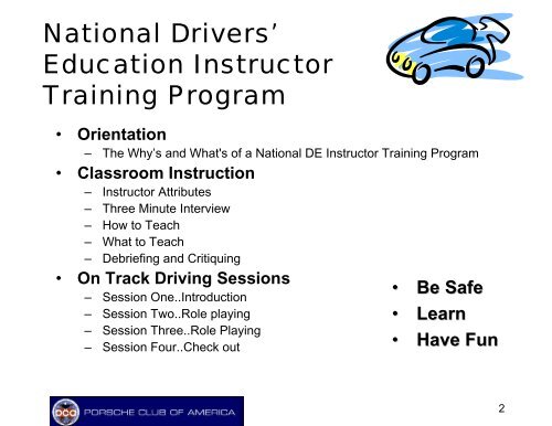 High Performance Driving Instructor Training Manual - Rocky ...