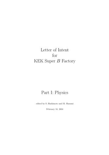 Letter of Intent for KEK Super B Factory Part I: Physics