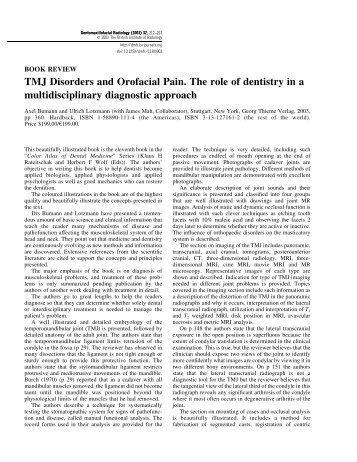 TMJ Disorders and Orofacial Pain. The role of dentistry in a ...